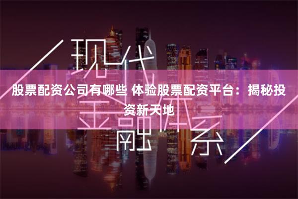 股票配资公司有哪些 体验股票配资平台：揭秘投资新天地